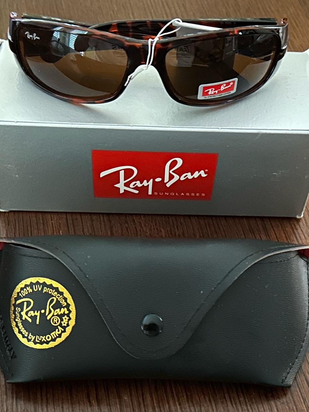 Ray-Ban Men’s Brown Tortoise Wrap Sunglasses RB4068 731/51